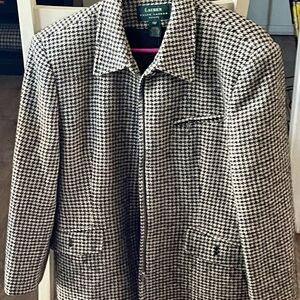 Lauren Ralph Lauren Petite Black and White Houndstooth Blazer